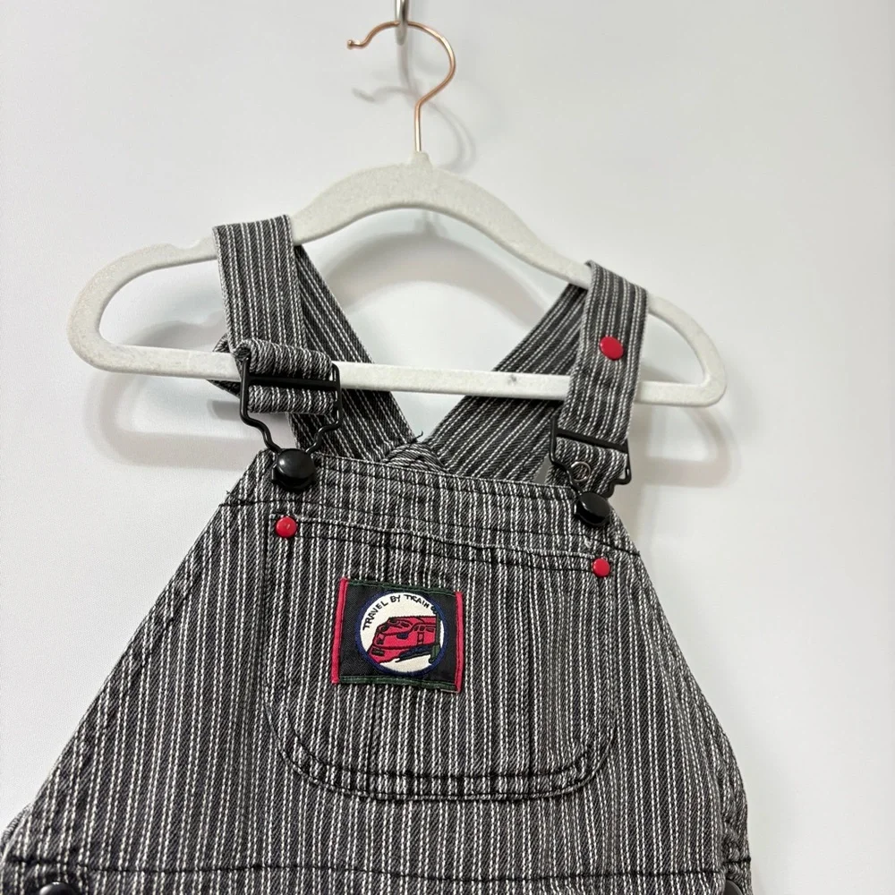 Vintage Gymboree Striped Nlack and White Travel by Train Theme Size 18-24 Months